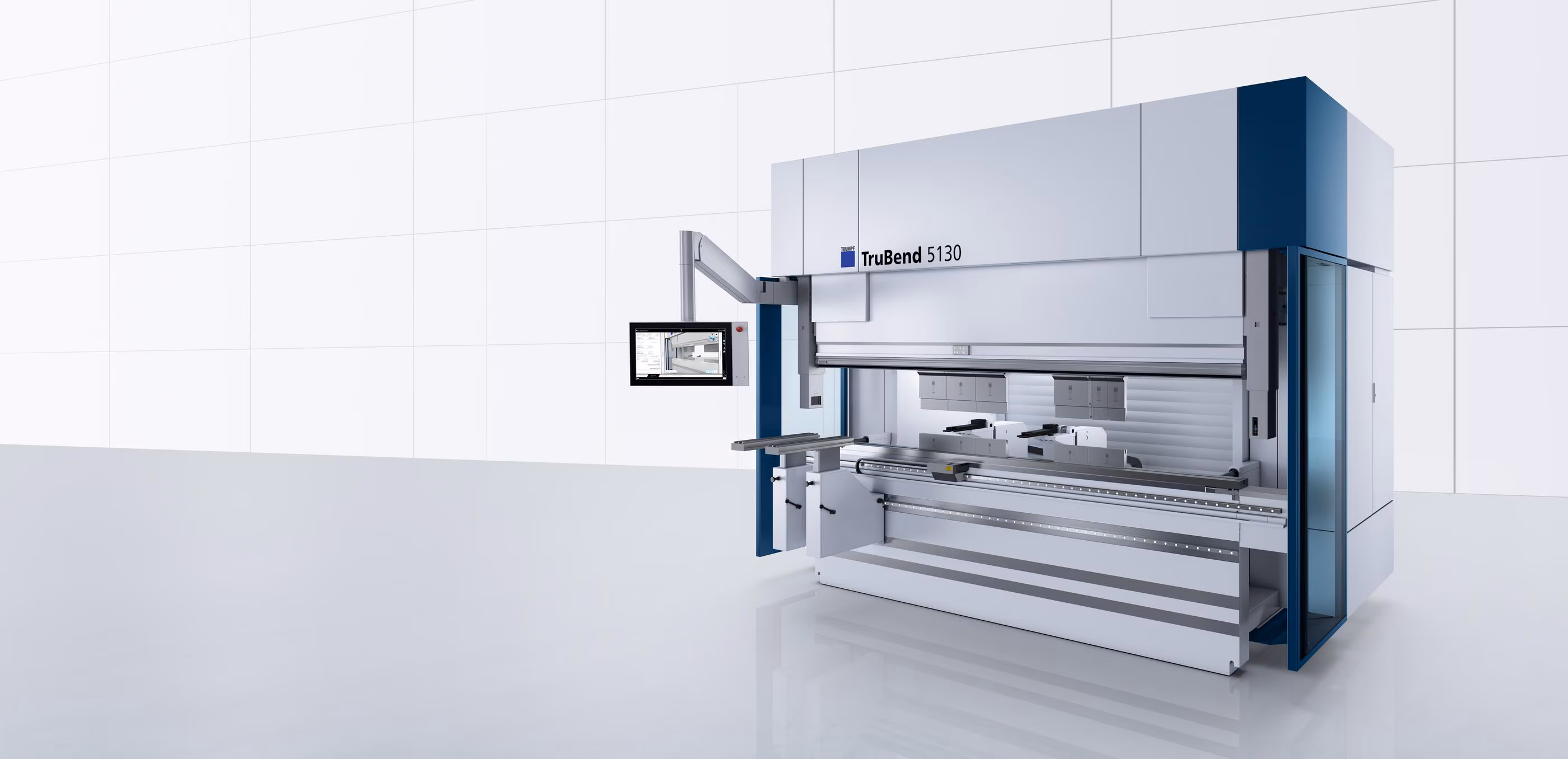 TRUMPF TruBend CNC press brake with its controls and tooling bed