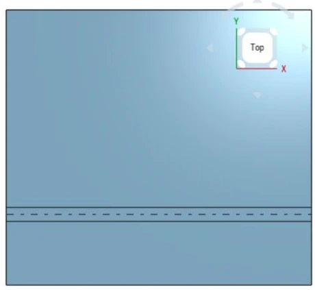 Full-width flange in the Onshape flat pattern, with bend lines visible