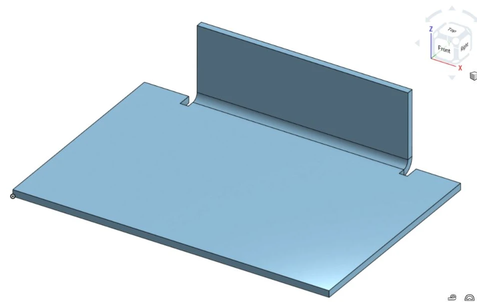 Rectangular relief shown as a formed 90-degree sheet-metal flange