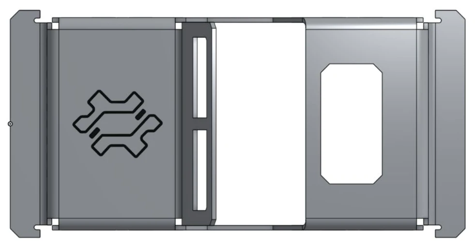 Top view of the aluminum Jeep showing the Xeon hood mark, windshield, and rear-deck opening