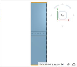 Flat pattern measured at 4.009 in with the material outside the sketch