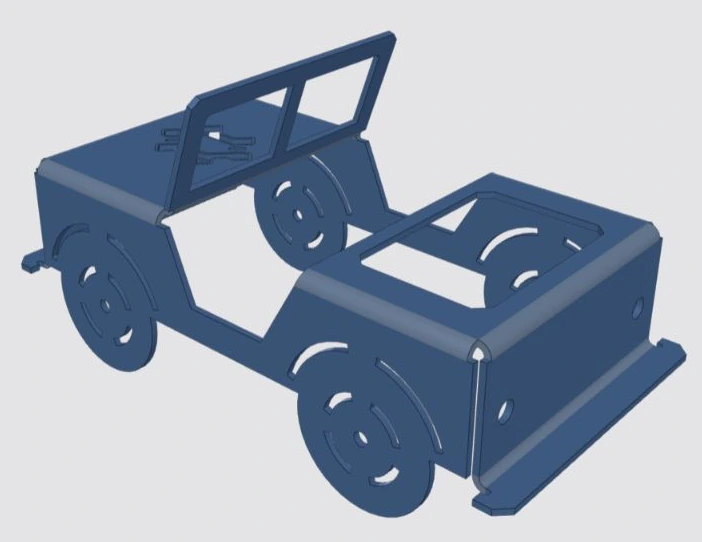 The Xeon Jeep sheet-metal body, imported and rendered in SheetForm