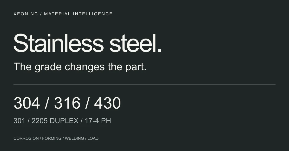Stainless steel. The grade changes the part. A Xeon guide to stainless steel grades.