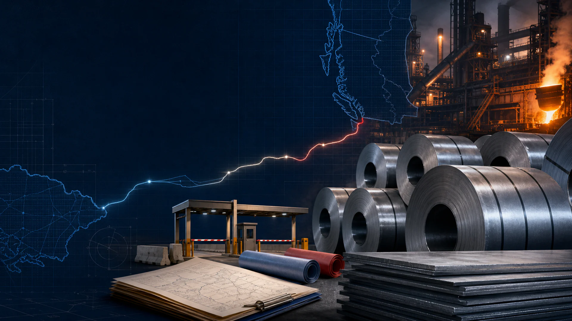 Steel coils, a border checkpoint, and a mapped cross-border trade route
