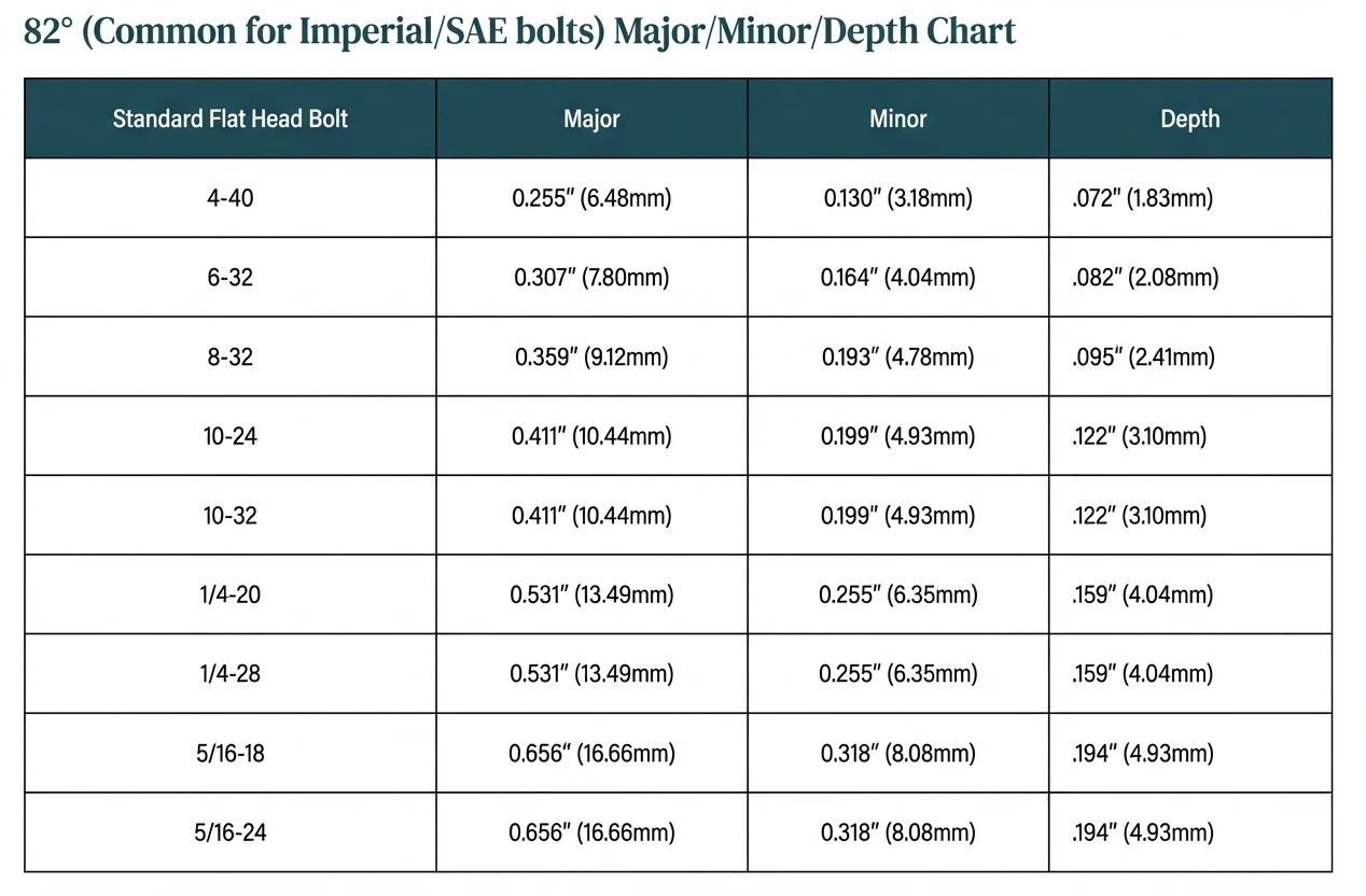 Xeon NC Imperial Countersink Options