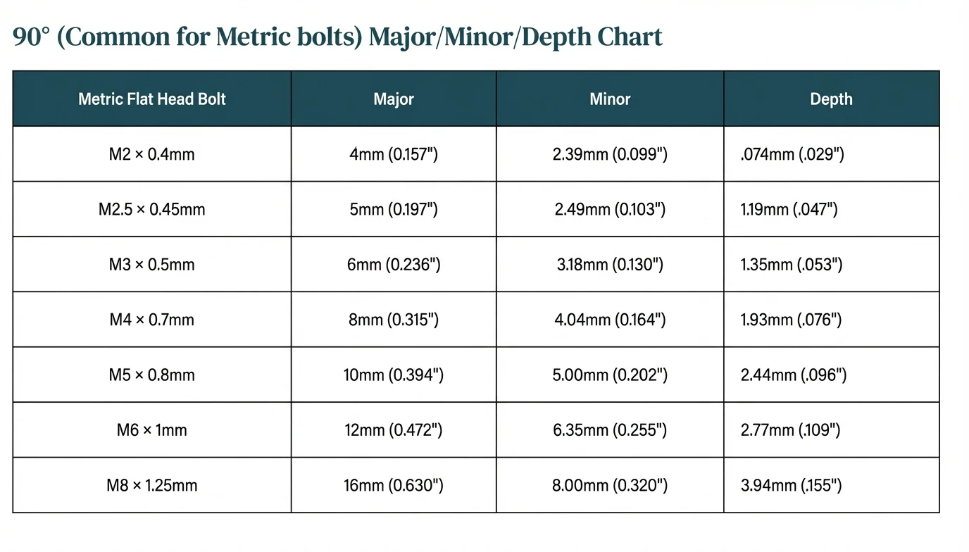 Xeon NC Metric Countersink Options