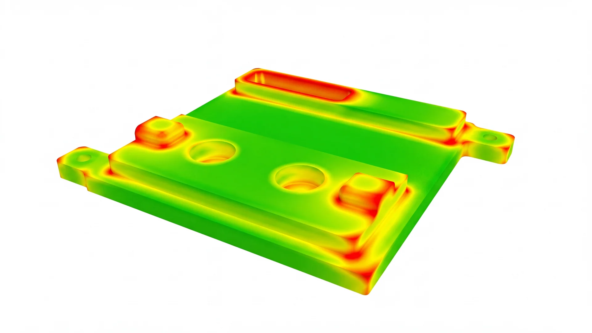 Illustration of heat distribution across a machined bracket