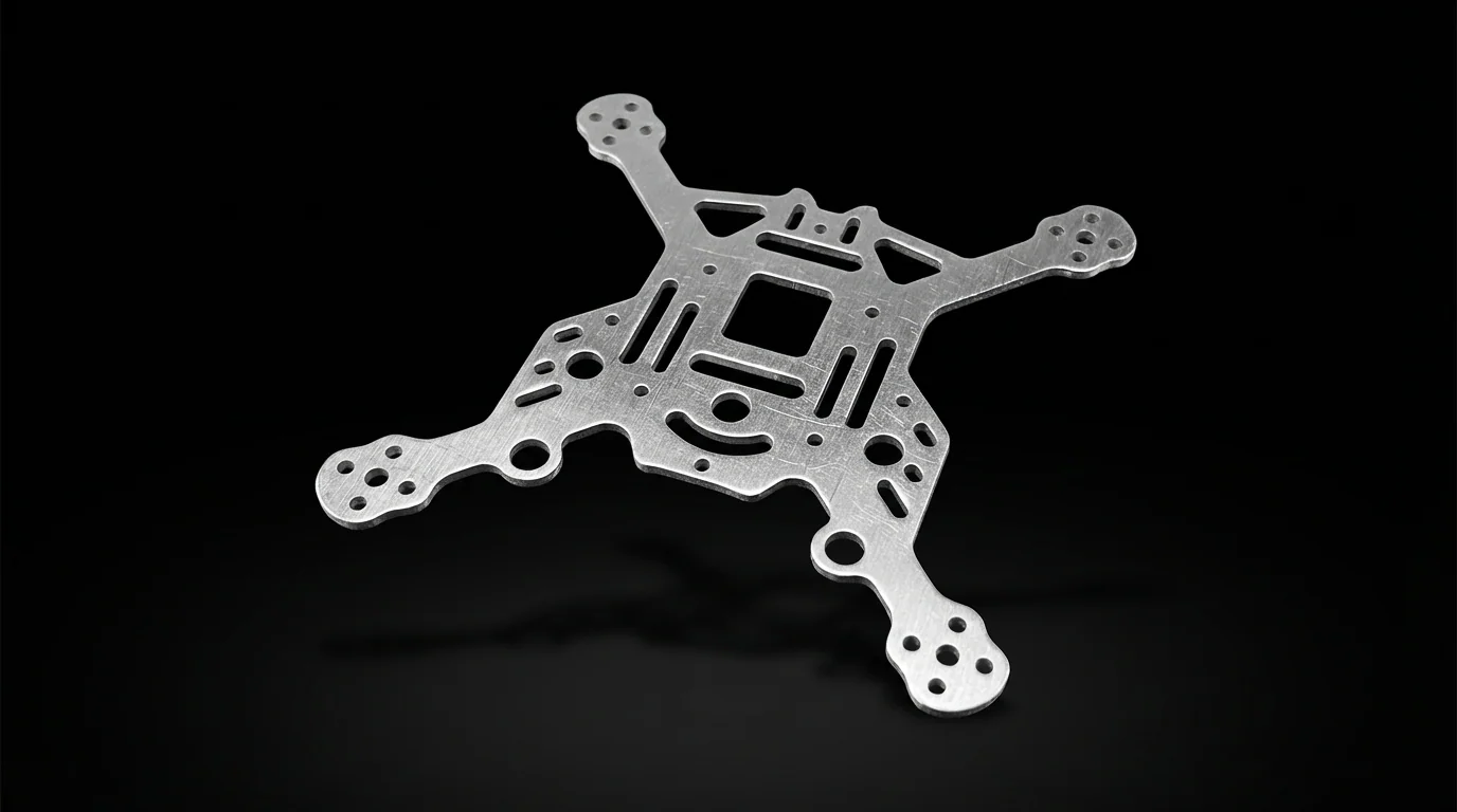 Laser-cut metal frame plate with mounting holes