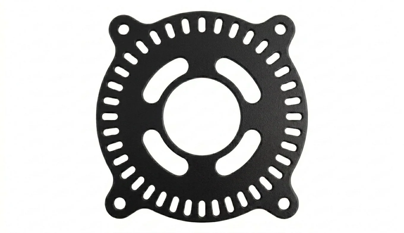 Metal part with RAL 9017 Traffic Black powder coating